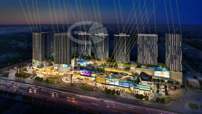 商業(yè)綜合體景觀照明設計鳥瞰圖